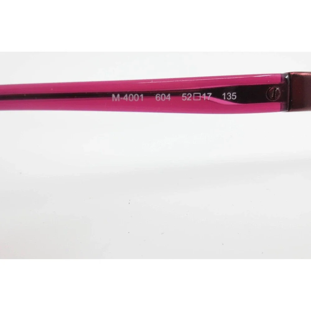 Marchon NYC M-4001 604 Burgundy Semi-Rimless Cat Eye Eyeglasses Frames 52-17-135